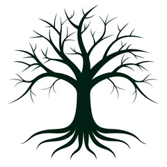 Minimalist tree silhouette with deep roots 