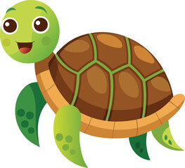 Obraz premium Cartoon turtle isolated on transparent background