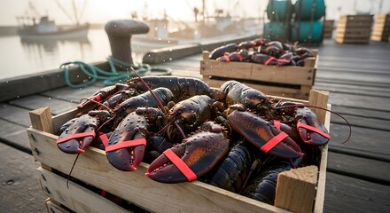 Freshly Caught Squid on Docked Crates.