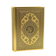Golden Quran - Holy Book with Intricate Islamic Patterns - Isolated Transparent