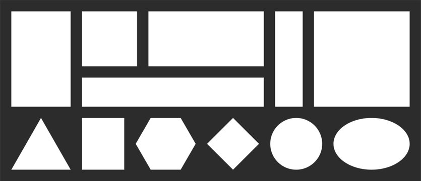 A collection of basic geometric shape vectors - Photo frame. Empty photo frame vector set.
