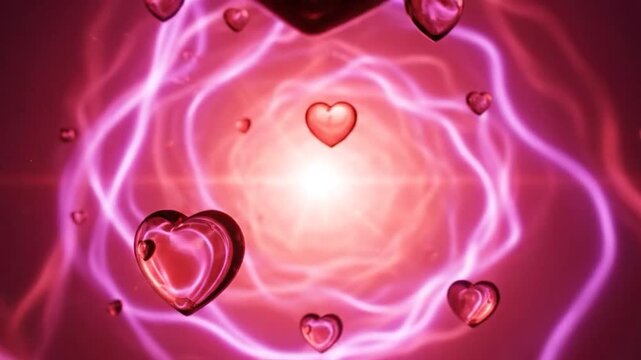Glass Heart Romantic Red Liquid Background Animation