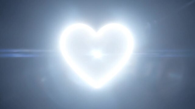 Glowing Neon Heart Light on Dark Background Animation