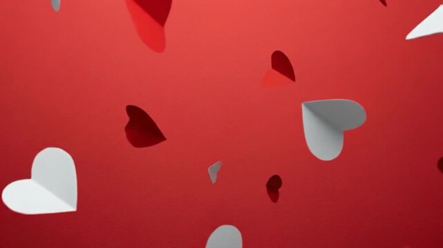 Romantic Red Love Background with Floating Hearts