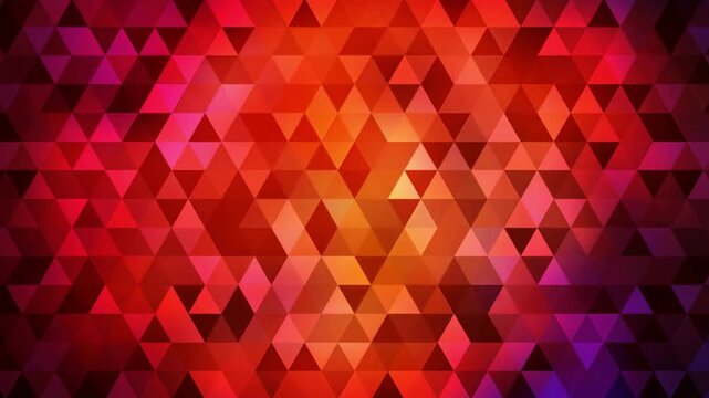 Geometric pattern of orange, red, and purple triangles