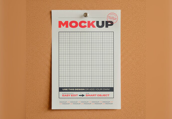 Vertical Page Note Pin to Cork Panel Mockup