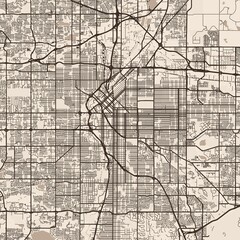 Obraz premium Denver City Map uncover the intricate elegance of a high resolution raster image that offers a refined linework and structured urban grid capturing a sophisticated sepia aesthetic for art enthusiasts.