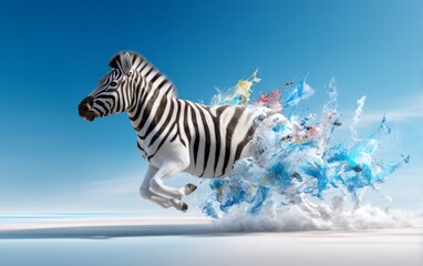 Fototapeta premium Energetic Surreal Depiction of Zebra with Stripes in Vibrant Landscape
