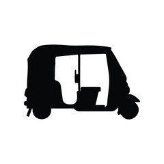 Rickshaw silhouette icon vector flat design.