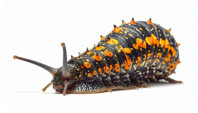 Slug caterpillar on white background