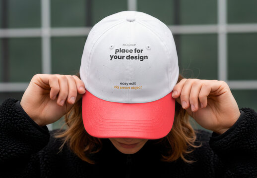 Woman Wearing Baseball Cap Mockup