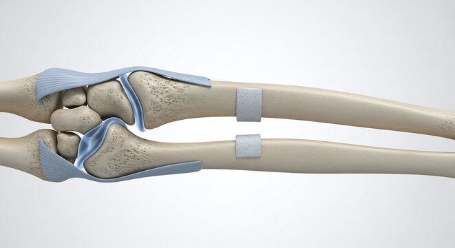 Medical 3D Render of Human Wrist Anatomy showing bones ligaments and cartilage anatomy body human