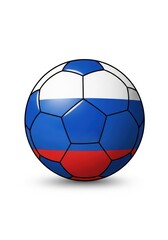 Fototapeta premium A soccer ball with the colors of the russian flag in a 3d rendering