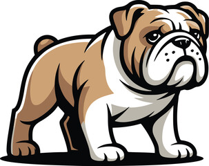 Standing Bulldog Dog Vector &ndash; Detailed Pet Illustration with Natural Colors