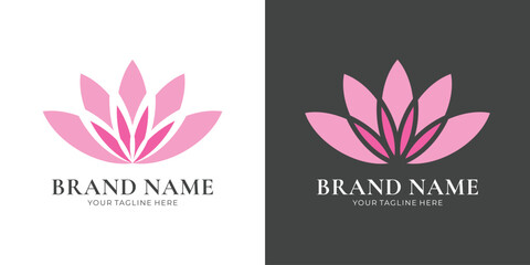 Minimalist pink lotus flower logo design