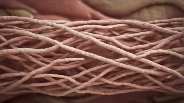Close up of brown and white string