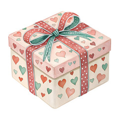 Gift box adorned with hearts and bow perfect for special occasions like valentines day