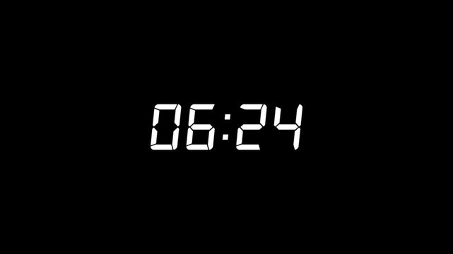 7 minute countdown animation on black screen. Abstract 7 minute timer on stopwatch. Seven minutes stylish timer countdown animated. 420 seconds concept.