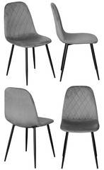 Real upholstered dining chair photographed in studio and isolated with transparent background. High-quality furniture product photography in PNG format, ideal for interior design project