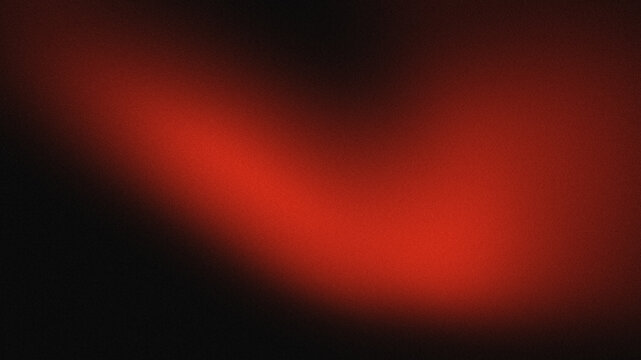 Abstract glowing dark red grainy gradient background with a curved wave and atmospheric noise texture