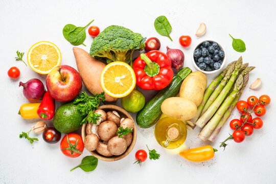Vegetables on white background. Healthy food.