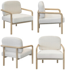 Upholstered armchair isolated, modern living room furniture