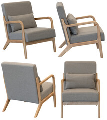 Upholstered armchair isolated, modern living room furniture