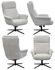 Upholstered armchair isolated, modern living room furniture