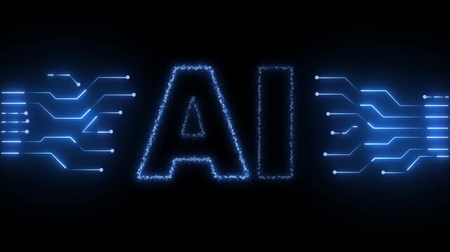 AI glowing Neon AI text icon animation digital artificial intelligence letter symbol. neon technology pattern with ai text icon ,symboliz ing artificial intelligence 4k video...