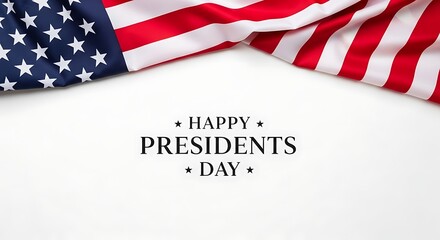 Fototapeta premium Happy presidents day background with american flag and patriotic greeting