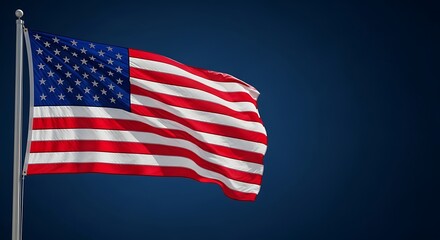 American flag waving on presidents day background with patriotic symbols