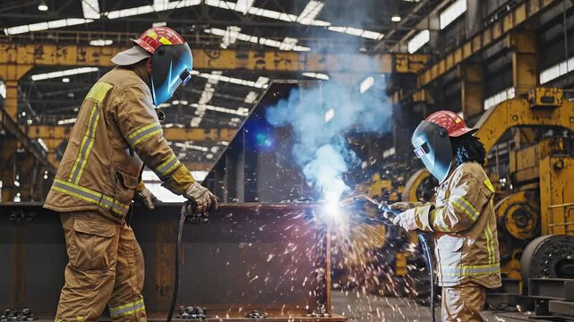 Welding Workshop - A Skilled Worker and Apprentice at Work.
