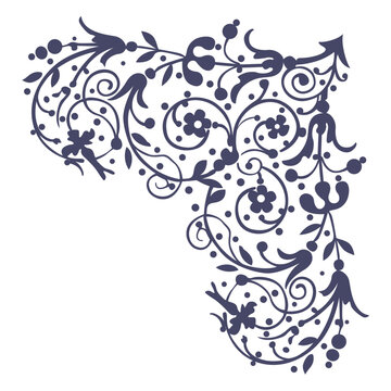 Corner ornament swirl margarite