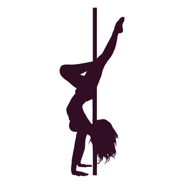Pole dance handstand silhouette