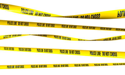 Naklejka na ściany i meble Yellow police 3d not cross tape warning isolated
