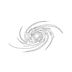 Black and white abstract swirl design with circular wave pattern and artistic lines