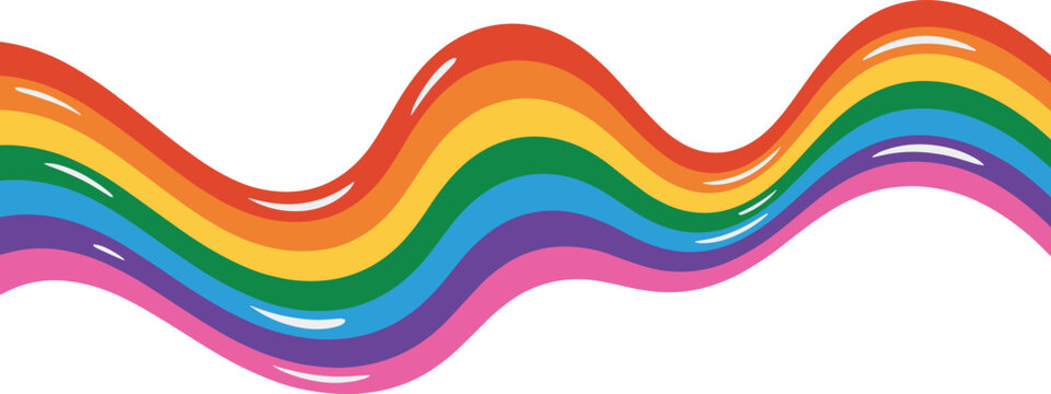 Rainbow wave abstract background illustration. Smooth flowing curved stripes in vibrant gradient colors. Modern colorful vector design for banners, posters and creative layouts.