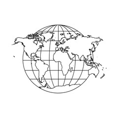 World map globe vector illustration of continents and countries