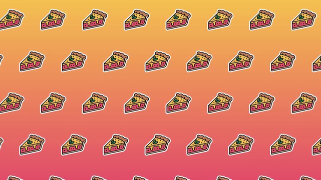 Seamless Loopable Cake Sticker Background &ndash; Repeating Sweet Dessert Pie Slice Icons in Playful Cartoon Style