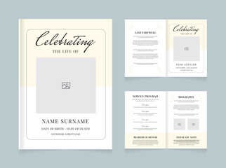 Celebrating the Life Funeral Program Template | Elegant Memorial Brochure | Printable Obituary Design