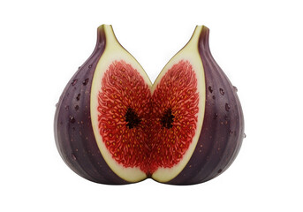 Fresh figs cut in half revealing their vibrant pink interior and tiny seeds