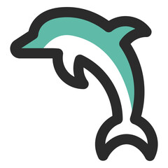 Jumping dolphin colored stroke icon © Vexels