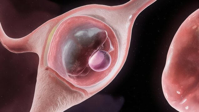 Illustration of an ectopic pregnancy in the fallopian tube.