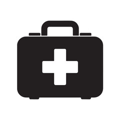 Obraz premium First Aid Kit Icon in Solid Black Medical Emergency Symbol