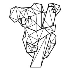 Koala hanging on tree polygonal © Vexels