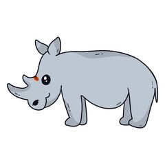 Obraz premium Cute rhinoceros rhino horn tail fat flat