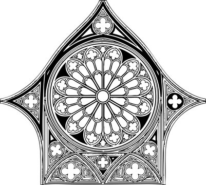 Ornate Medieval Style Rose Window Architectural Detail