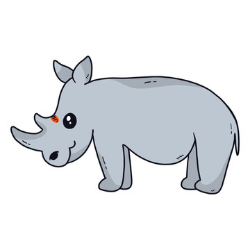 Cute rhinoceros rhino horn tail fat flat