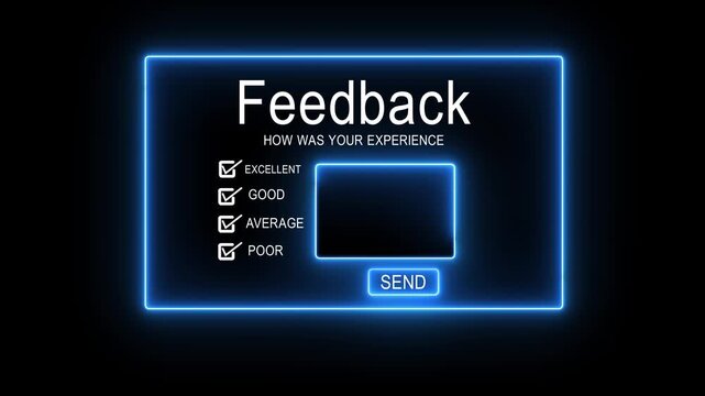 Digital feedback form interface concept on the transparent background. Perfect for customer feedback, digital onboarding, user experience in web applications. Motion graphics of feedback 4k video.