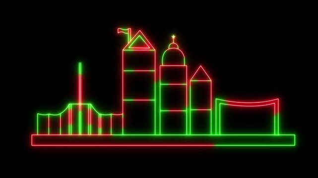 neon home icon and watch in black background 4k video...